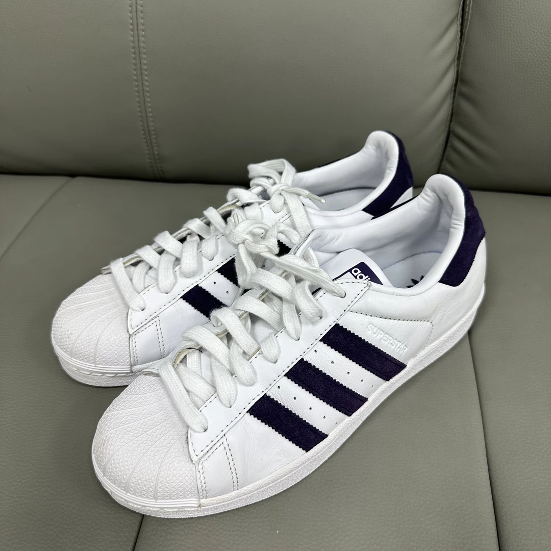42码/内长260/adidas 阿迪达斯 Superstar板鞋 白紫/公价699