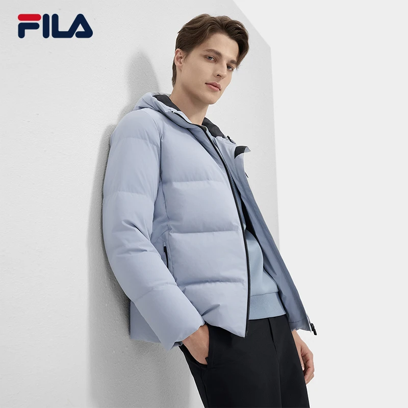 FILA高质VC羽绒│斐乐男鹅绒外套2024冬新款休闲通勤保暖连帽上衣