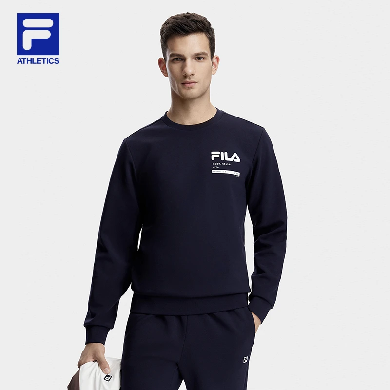 FILA 斐乐男卫衣2023冬季新款基础运动休闲跑步长袖套头健身上衣