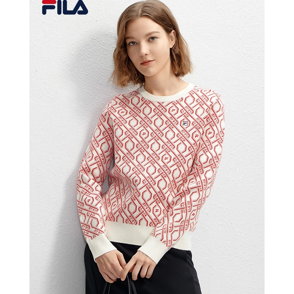 FILA 斐乐官方女子编织衫2024春季新款时尚简约基础休闲套头毛衣