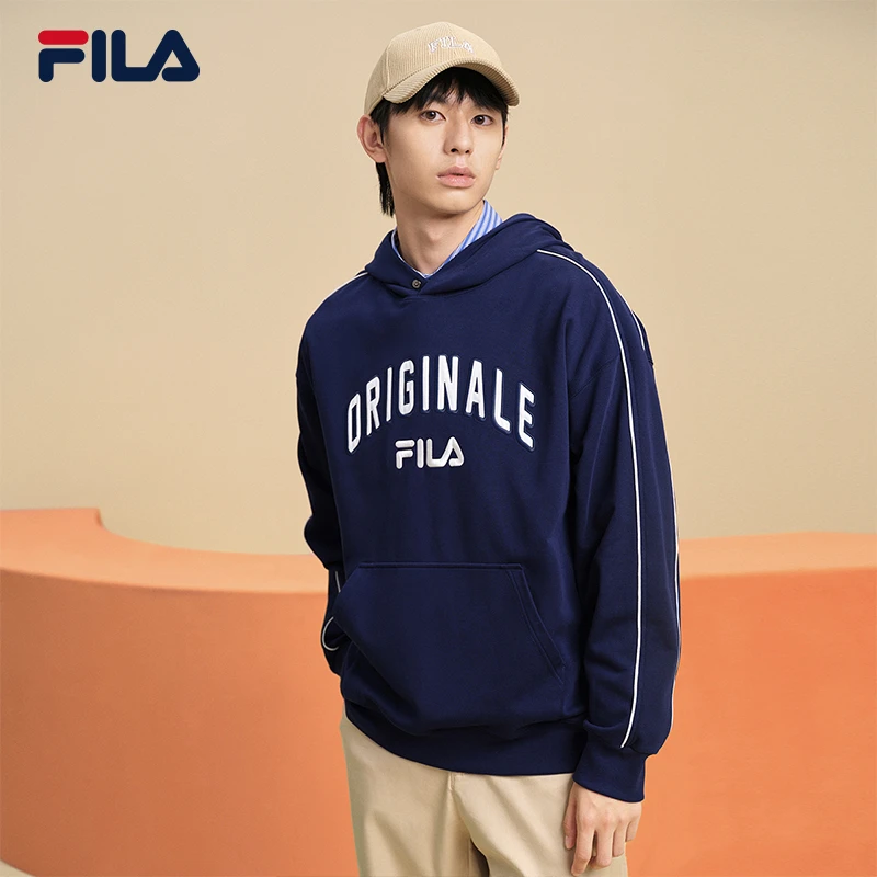 FILA 斐乐男子针织连帽卫衣2023冬新休闲长袖上衣