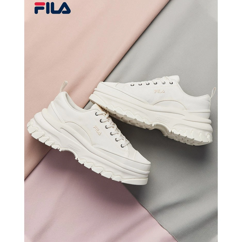 FILA 斐乐女鞋LAVA帆布鞋胖胖底厚增百搭出游户外高板鞋小白鞋