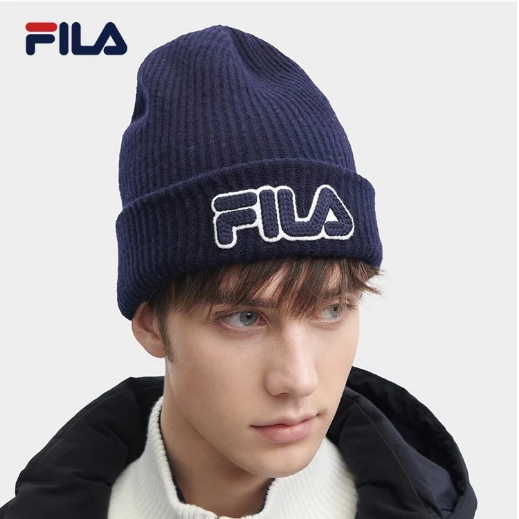 FILA 斐乐官方情侣款针织帽2023冬季新款时尚休闲帽子保暖毛线帽