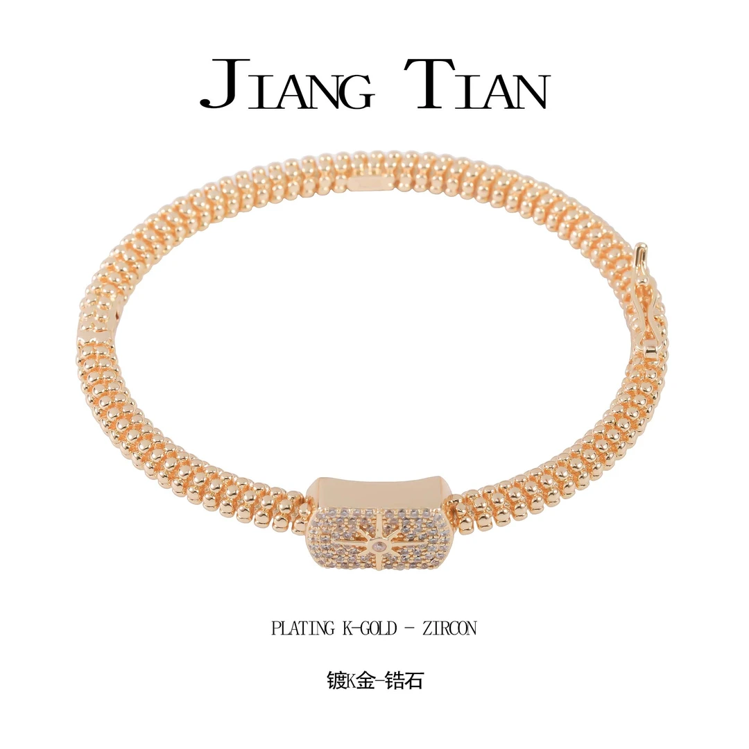 铜合金合成锆石手镯 八芒星简约轻奢玫瑰金手镯  3036