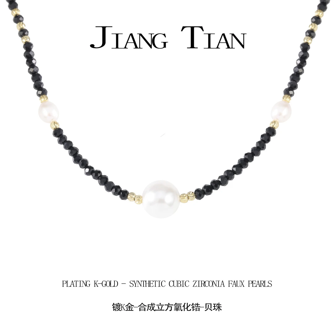 钛钢仿珍珠项链 锆石 气质轻奢时尚百搭项链  2026