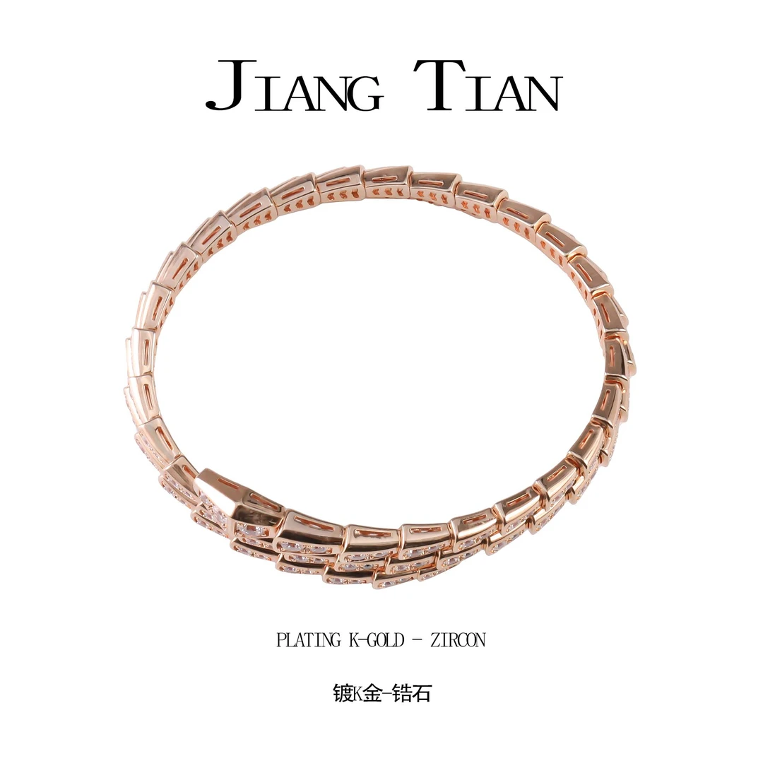 铜合金合成锆石手镯 CNC精工 灵蛇三圈满镶手镯  B2032