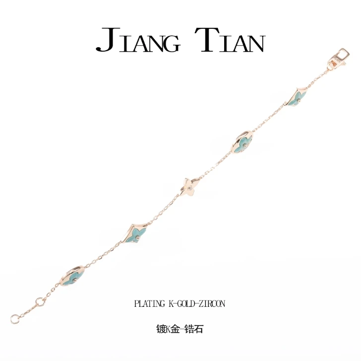 925银合成锆石手链 CNC精工 24年新色薄荷绿手链  B4011