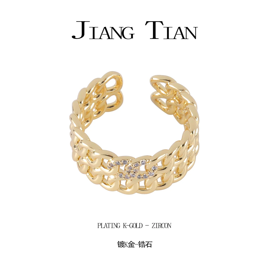 铜合金锆石戒指 CNC精工 多C开口戒指  R087