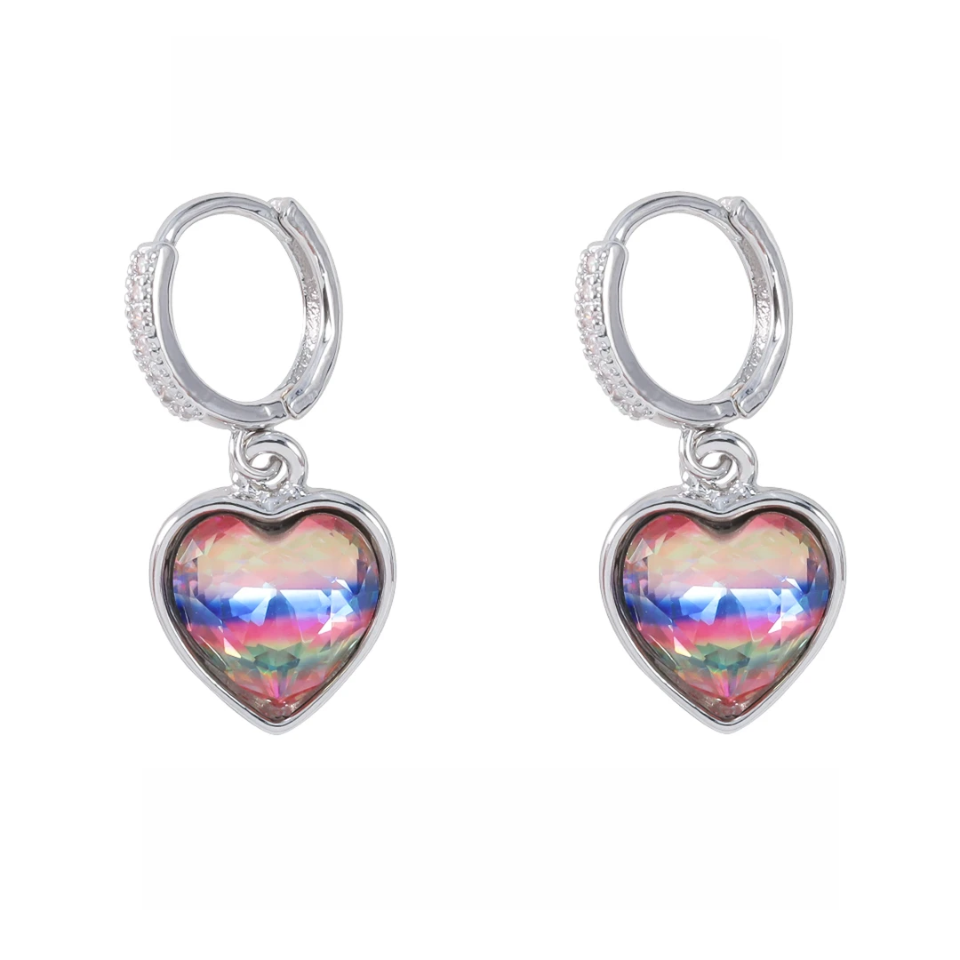 铜合金锆石耳饰 时尚百搭简约小众爱心耳扣  J011