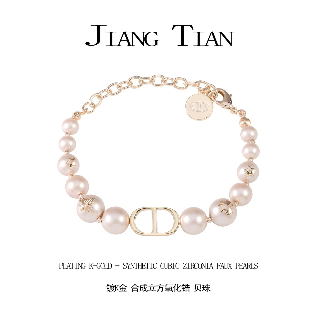 铜合金仿珍珠手链 CNC精工 （粉紫）猪鼻子时尚手链  B3079