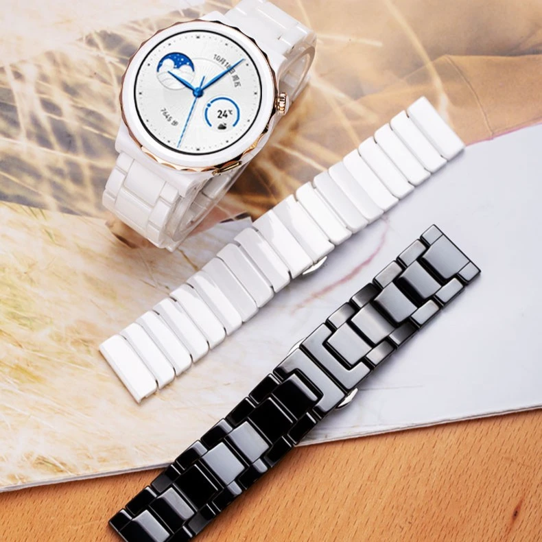 适用华为GT6/Watch5/pro表带Watch3pro手表陶瓷白gt3Pro一株三株