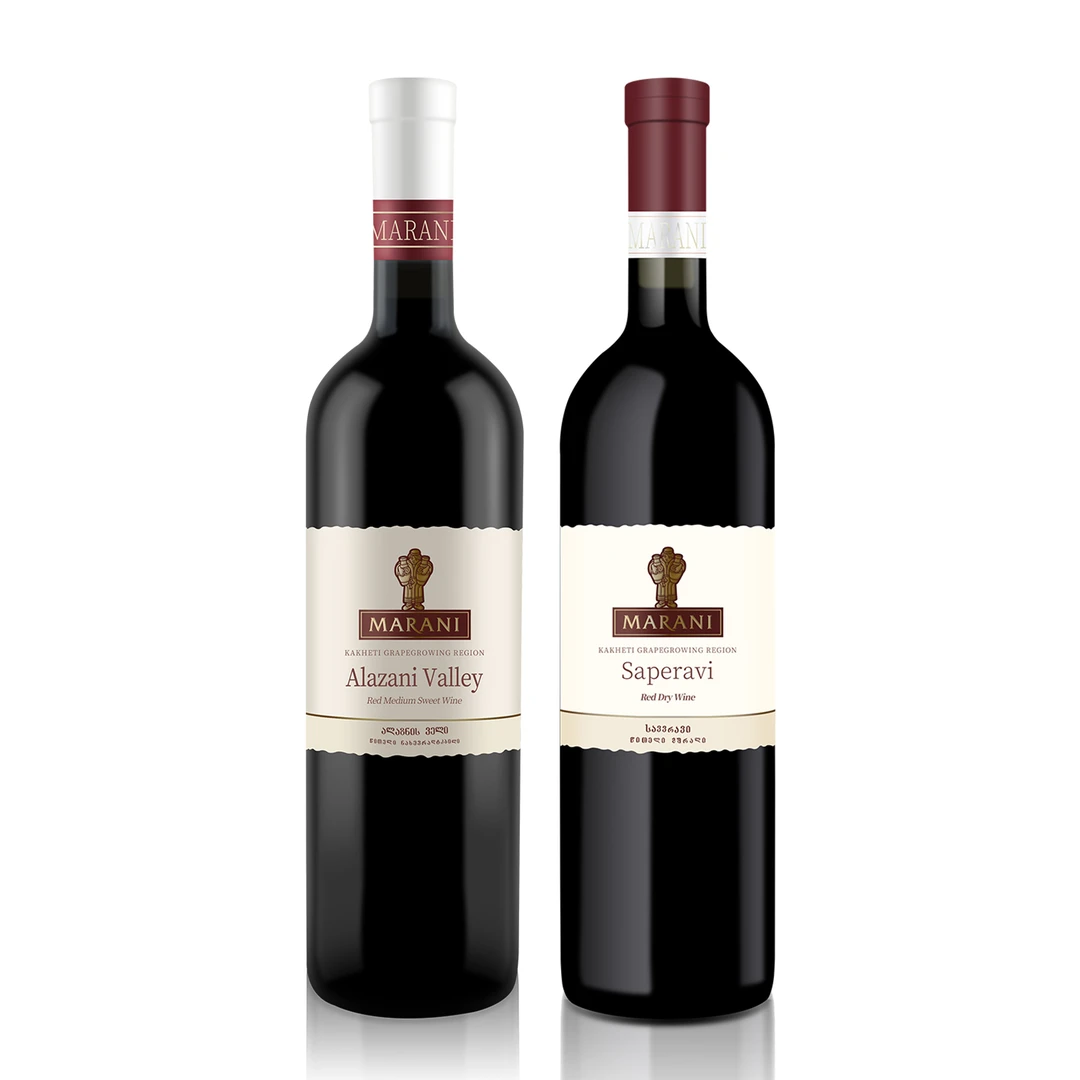 玛朗尼 格鲁吉亚原装进口阿拉赞河谷半甜红/萨别拉维干红组合装
