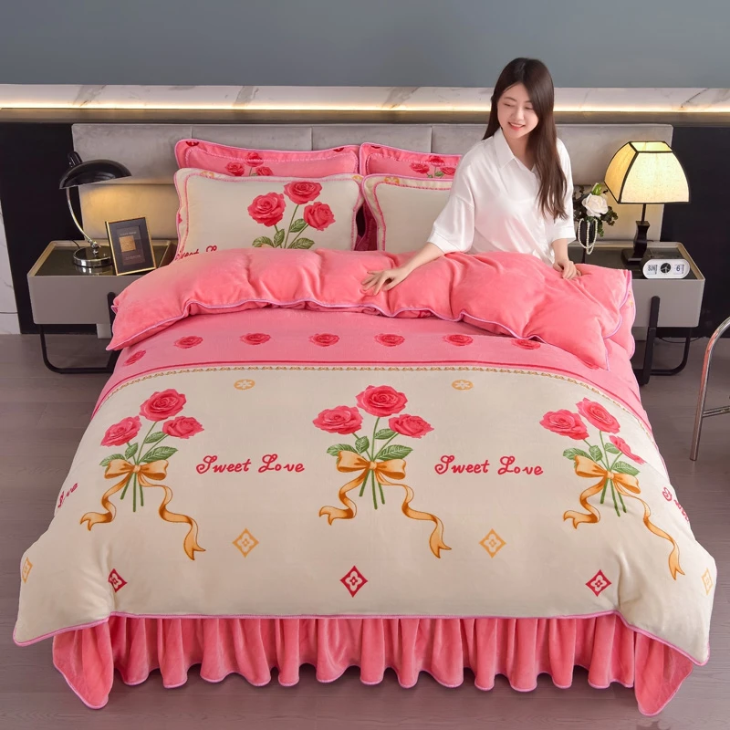 【活动中】加厚牛奶绒四件套防静电不掉色不掉毛不缩水床上用品