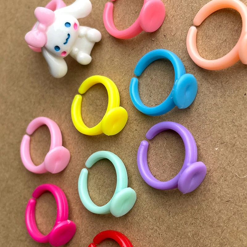 diy手工礼物 儿童卡通塑料彩色粉色戒指托配件材料包饰品配件批发