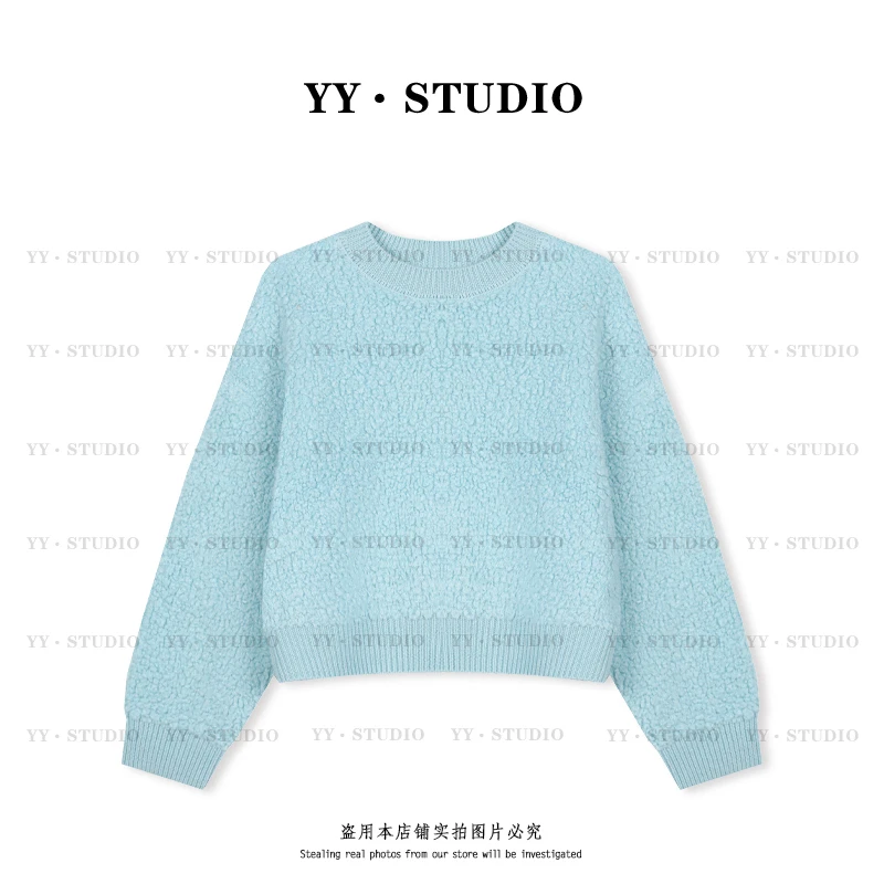 【YANYAN】秋冬新款纯色羊羔毛圆领毛衣长袖YY-7312