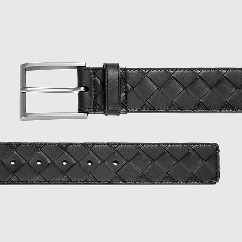 新4.0长针扣大格BONNAKE VACOOL头层小牛皮手工男士编织腰带