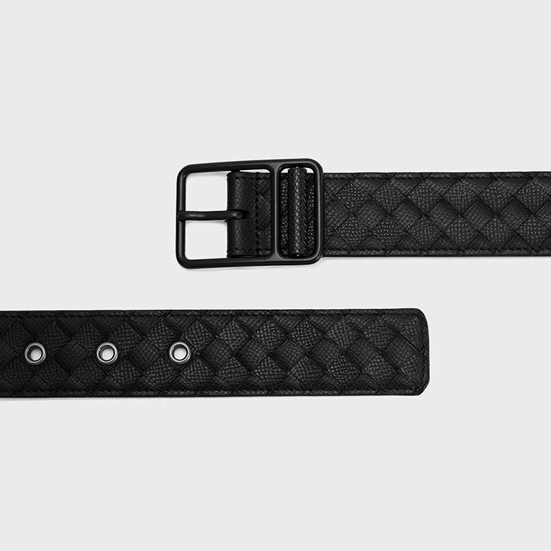 蝶扣3.5厘米宽BONNAKE VACOOL头层小牛皮手工编织男士腰带
