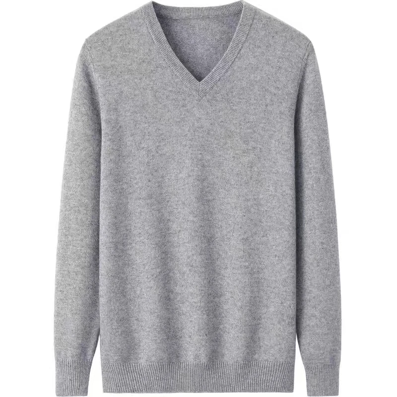 冬季商务男v领加厚羊绒衫大码鸡心领纯羊绒打底衫套头针织衫毛衣