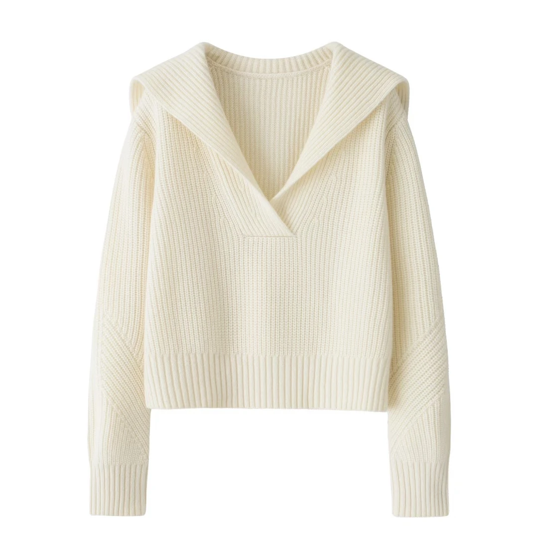 2024新款100%纯山羊绒秋季女装慵懒风套装打底衫毛衣牛仔裤穿搭