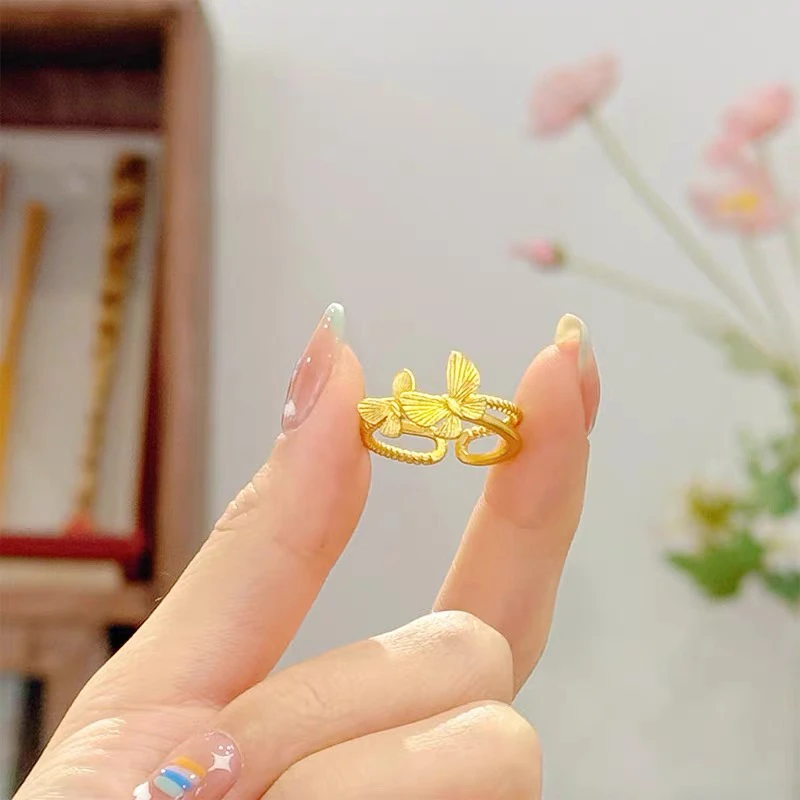 铜合金戒指 A18气质时尚简约百搭金色蝴蝶戒指