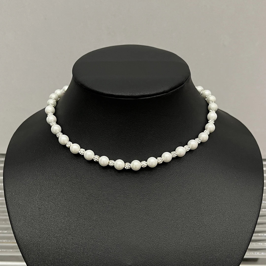 钛钢项链 C20简约白色珠珠百搭时尚珠串锁骨链项链