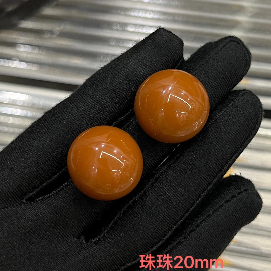 非金属耳饰 A37气质百搭小众精致时尚珠珠复古焦糖色珠珠耳环