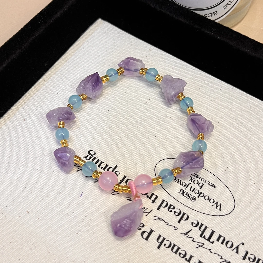 铜合金手链 A505气质时尚百搭清新不规则紫色甜美轻奢手链