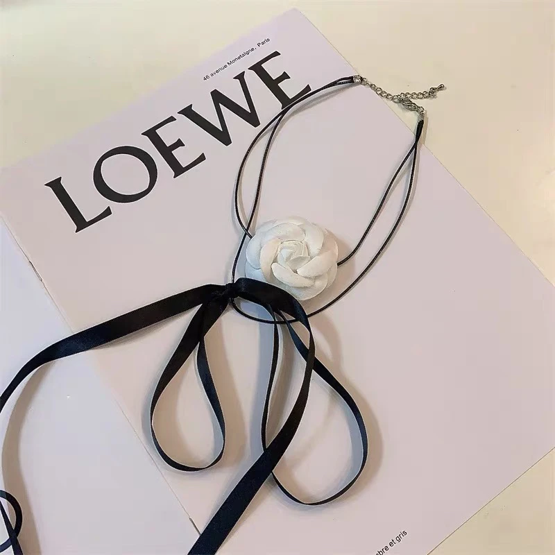 铜合金布艺项链 A351气质时尚百搭甜美温柔超仙白色项链