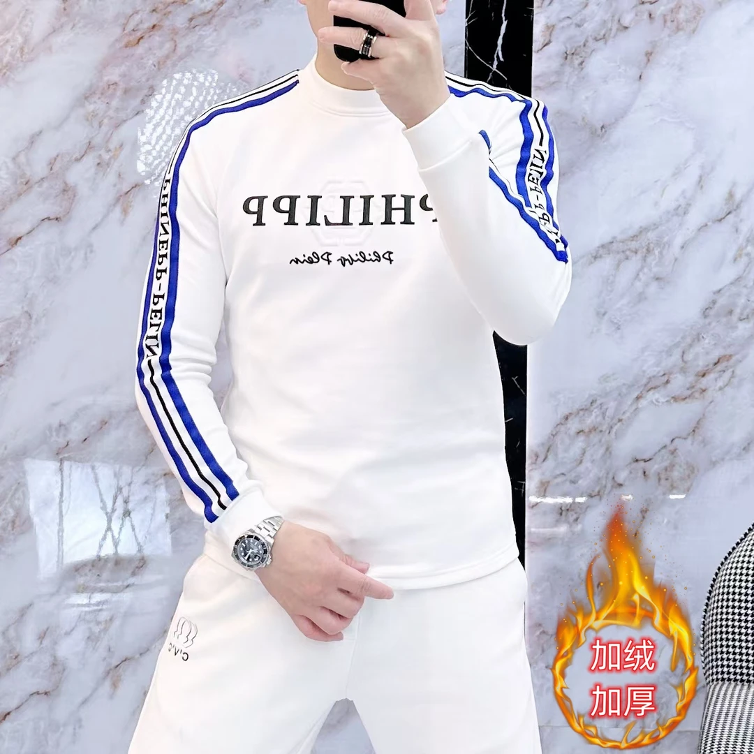 2024冬季新款男士长袖简约舒适潮牌加绒保暖休闲卫衣Y111