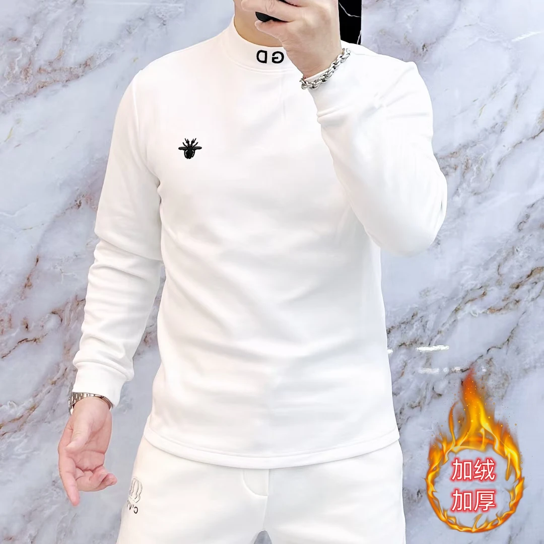 冬季男士长袖蜜蜂字母舒适休闲半高领保暖卫衣9910