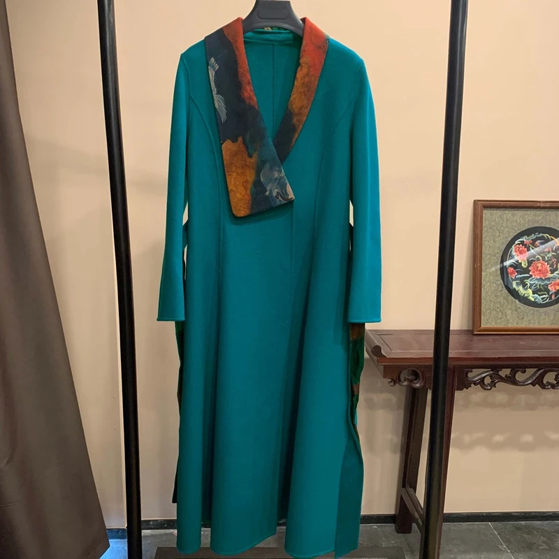 复古日记星辰奇旅丨题花领国风双面呢大衣21GD049