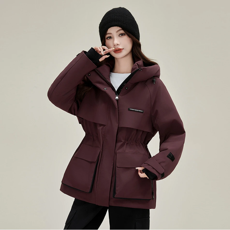 工装派克羽绒服女2024冬季新款中长款加厚保暖户外抗寒保暖外套女