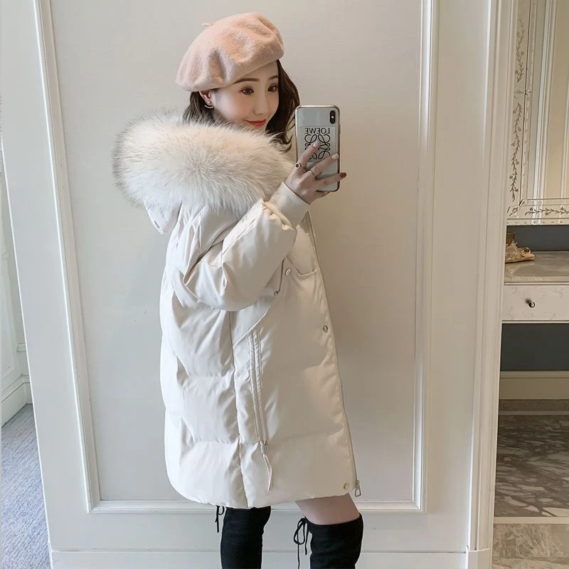 羽绒羽绒服女中长款2023年新款冬季爆款修身小个子加厚羽绒服羽绒
