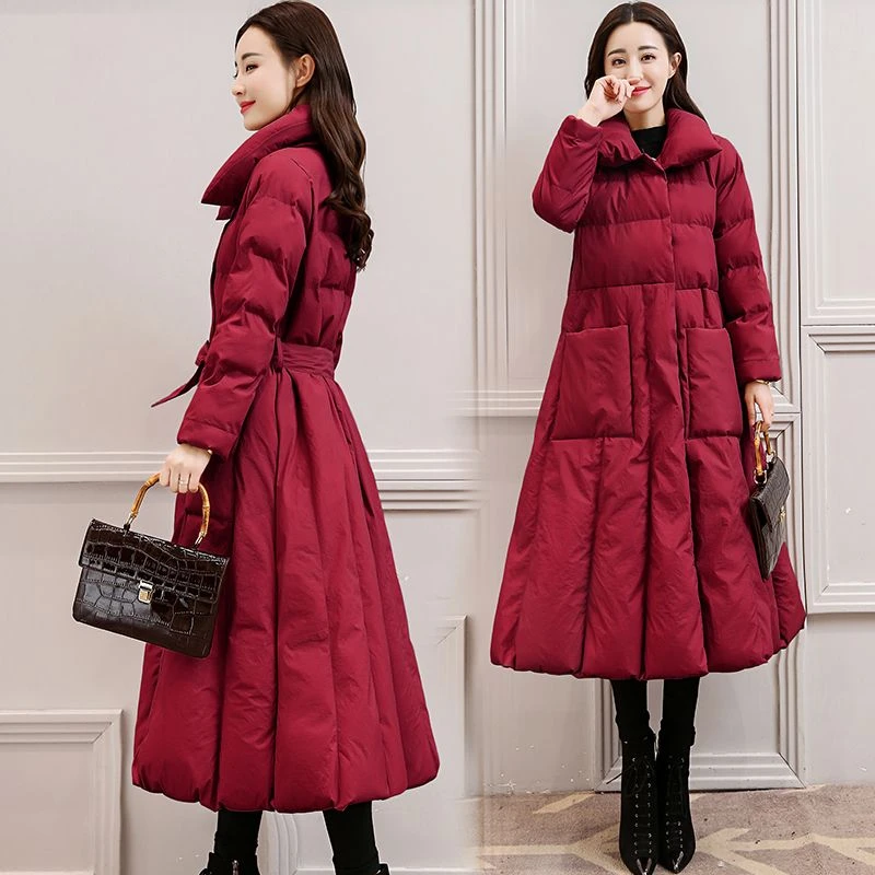 羽绒服女中长款2024冬装新款韩版时尚修身过膝加厚羽绒服冬季大码