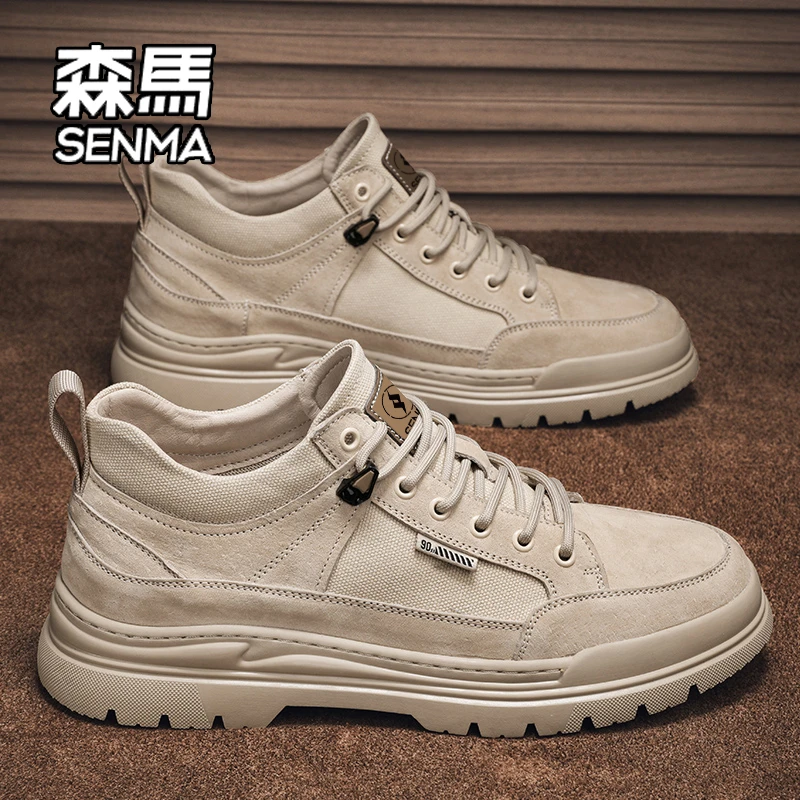 SENMA/森马厚底马丁靴男款2025冬季新款透气中帮户外运动登山男鞋