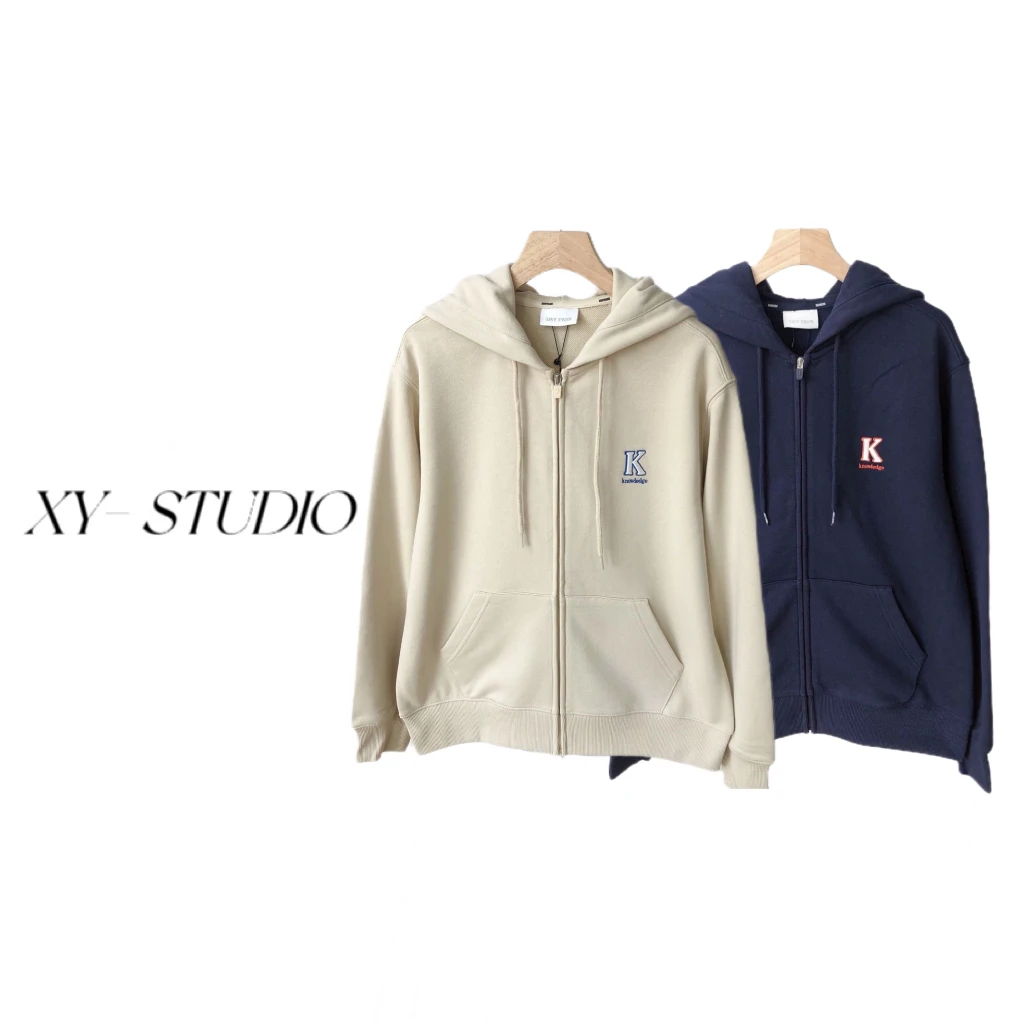 Y定制面料宽松连帽卫衣外套百搭显瘦拉链上衣男女同穿