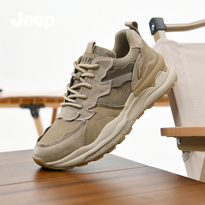 JEEP SPIRIT男鞋2024春季新款户外百搭防滑休闲鞋轻便跑步运动鞋