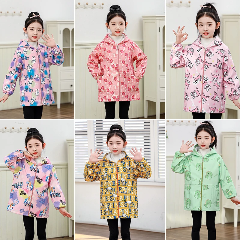 宝宝防寒罩衣儿童秋冬防水加绒外套男女画画防污时尚护衣小孩围兜