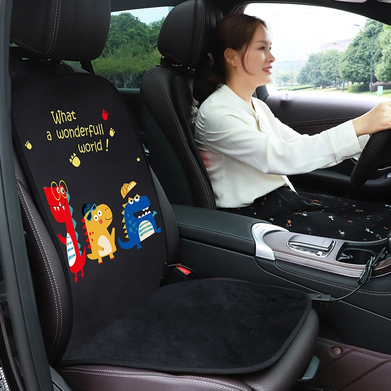 汽车加热坐垫冬季毛绒卡通可爱车载座椅加热改装通用座垫电加热垫
