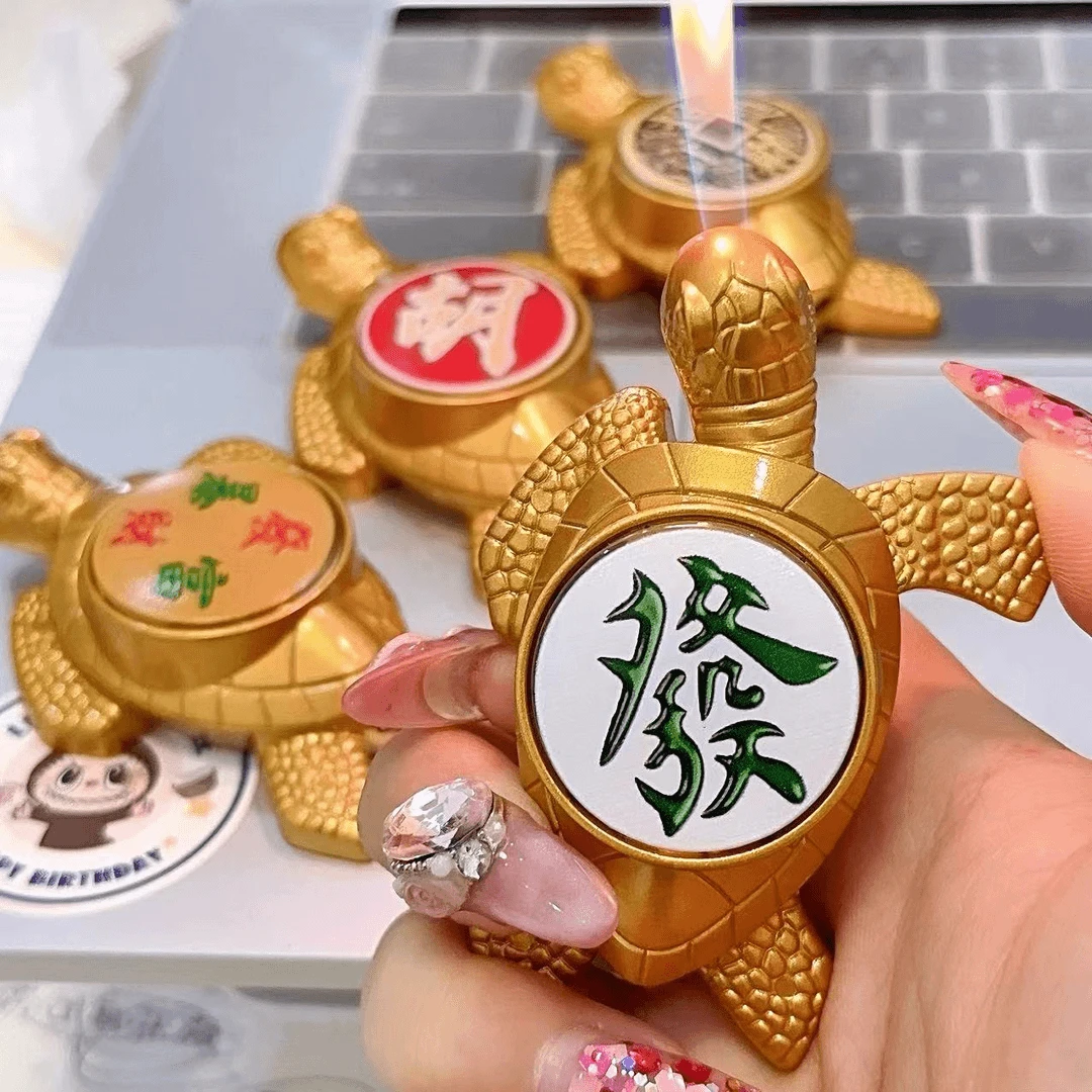 高端明火定制点烟转盘小乌龟打火机摆件明火海龟创意造型送松弛感