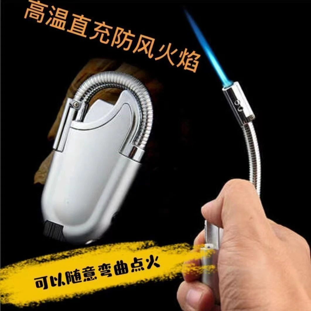 电子金属专用打火机照明三头创意艾灸烟斗蚊香防风感焊枪潮松弛感