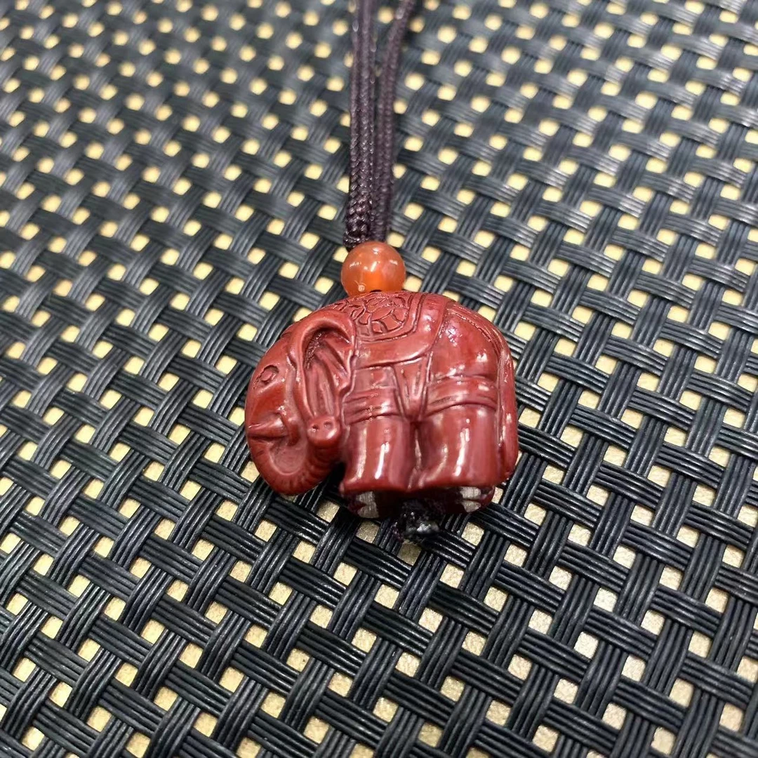 含辰砂工艺品（惊喜象）朱砂大象吊坠-16739