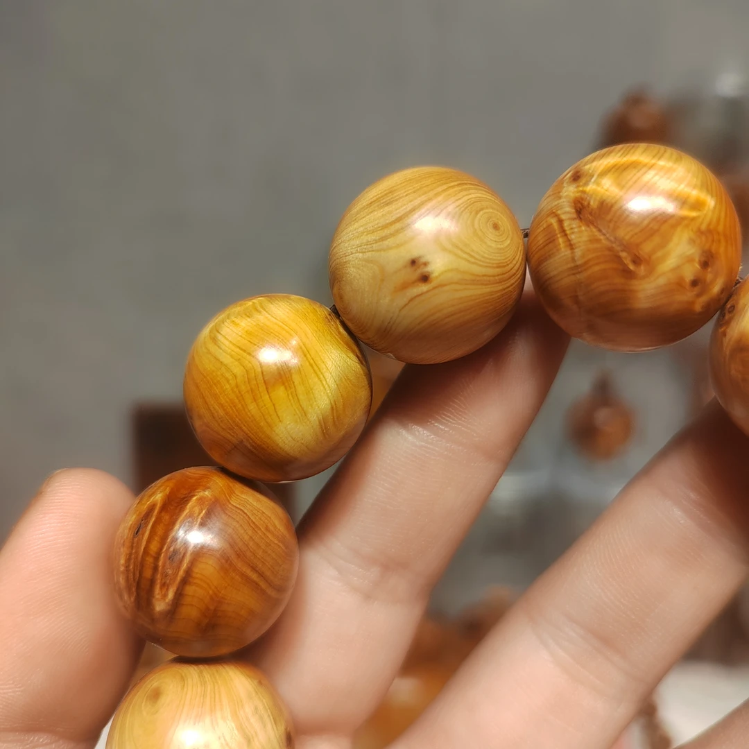太行崖柏手串高油性陈化料波纹佛珠手链