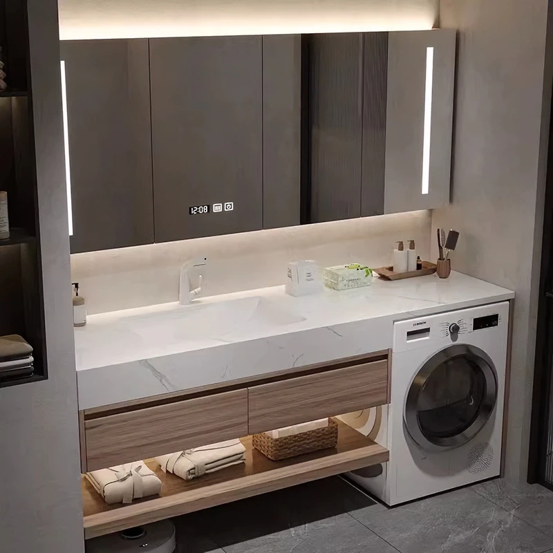 【当季新款洗衣机柜】现代轻奢浴室柜组合洗衣机洗脸洗手洗漱台盆