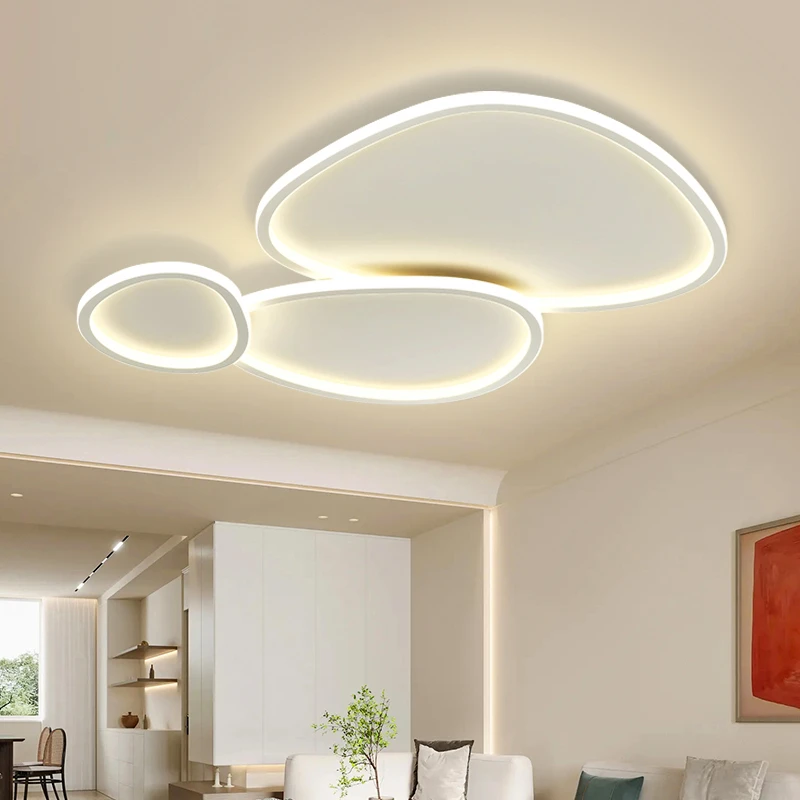 新款鹅卵石客厅吸顶灯简约大气北欧奶油风全光谱护眼主卧室房间灯