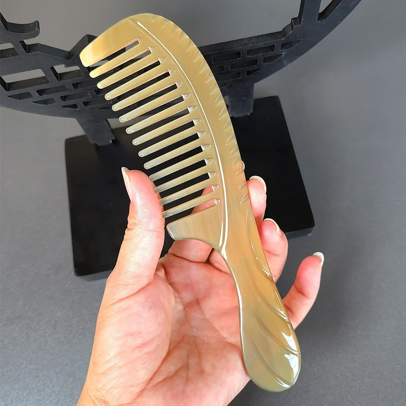 牛角梳宽齿女士家用大号精品按摩梳加厚牦牛角梳顺发防静电