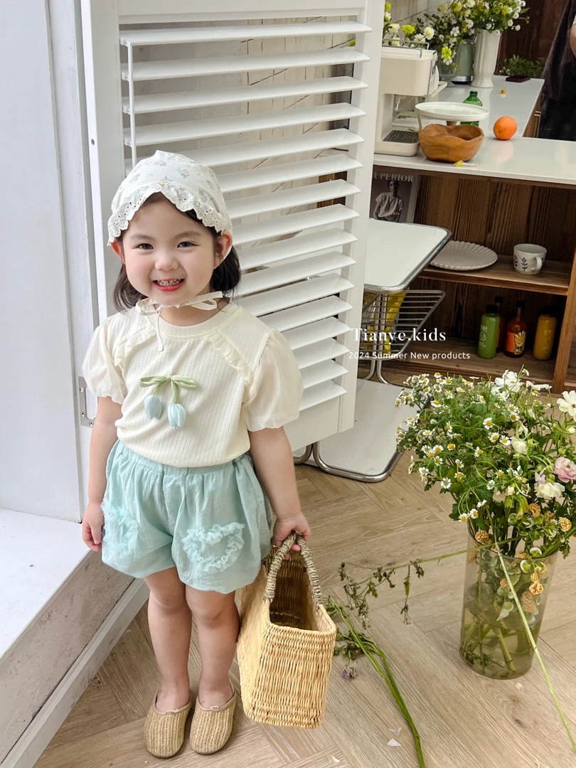 【实体商场品牌】ty&kids 2881夏季新品女童休闲花苞裤短裤五分裤