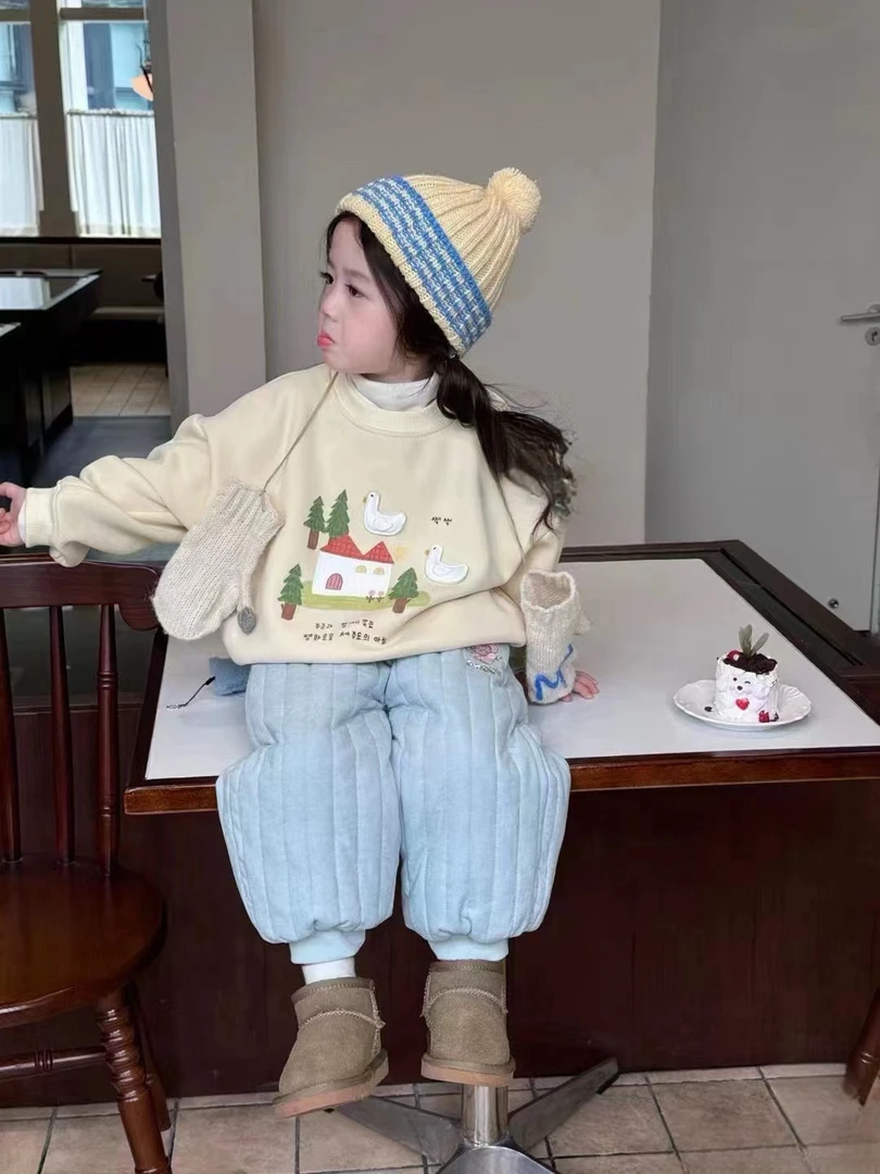 【原创设计品牌】xx&kids 178秋冬新品女童加绒套装运动装卫衣卫裤