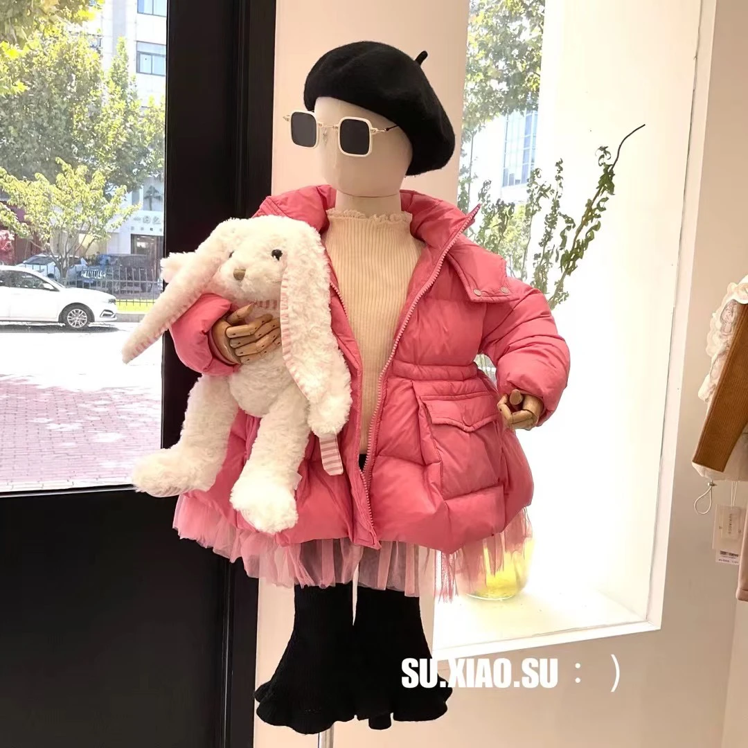 ss&kids 6807品牌设计款羽绒服女童儿童时尚可爱中长款羽绒服外套
