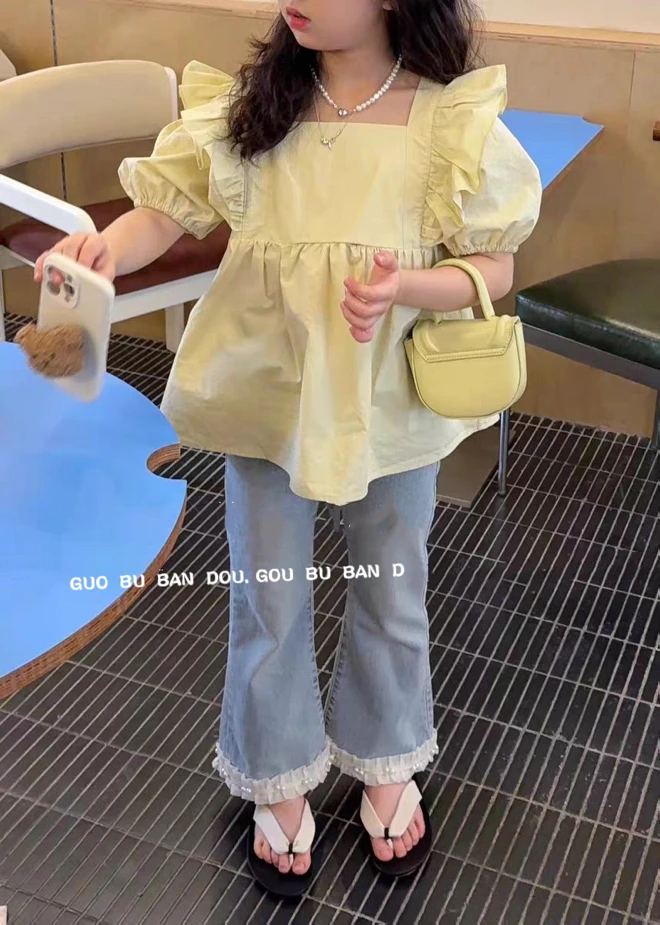 【原创设计品牌】gbbd&kids 7017夏季女童短袖衬衫娃娃衫小衫上衣